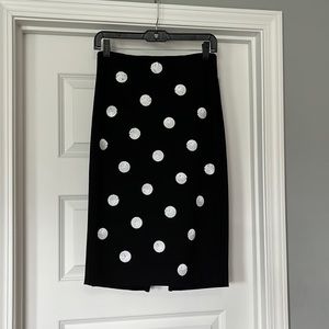 White House Black Market Pencil Skirt Holiday Sequin Polka Dot Sz 2 Dot Ponte